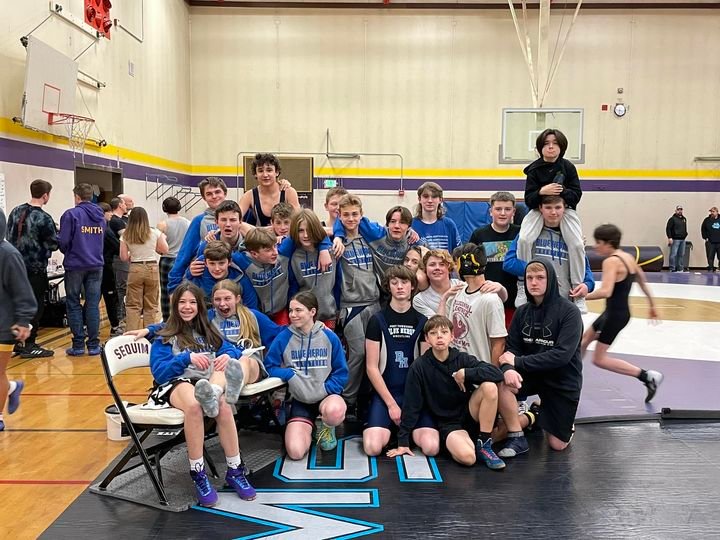 Most of Jefferson County's middle school wrestlers gathered together for a quick team shot prior to competition.